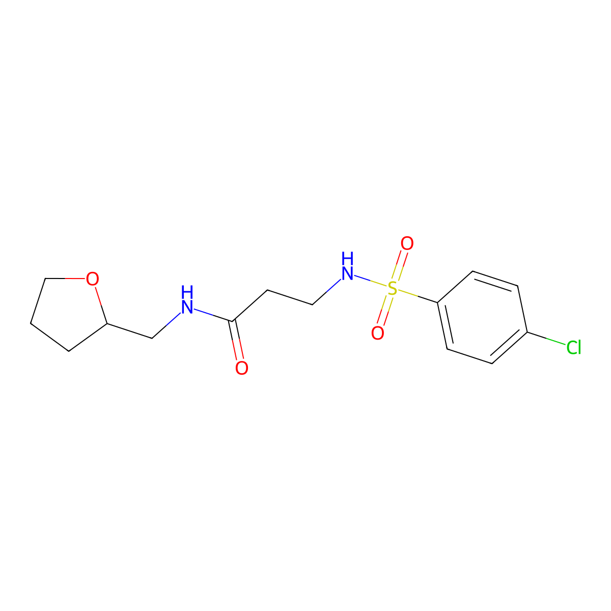 3-[(4-chlorophenyl)sulfonylamino]-N-(oxolan-2-ylmethyl)propanamide molecular structure, CAS 440341-97-9