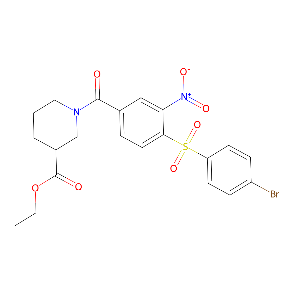 Ethyl 1-[4-(4-bromobenzenesulfonyl)-3-nitrobenzoyl]piperidine-3-carboxylate molecular structure, CAS 440343-73-7