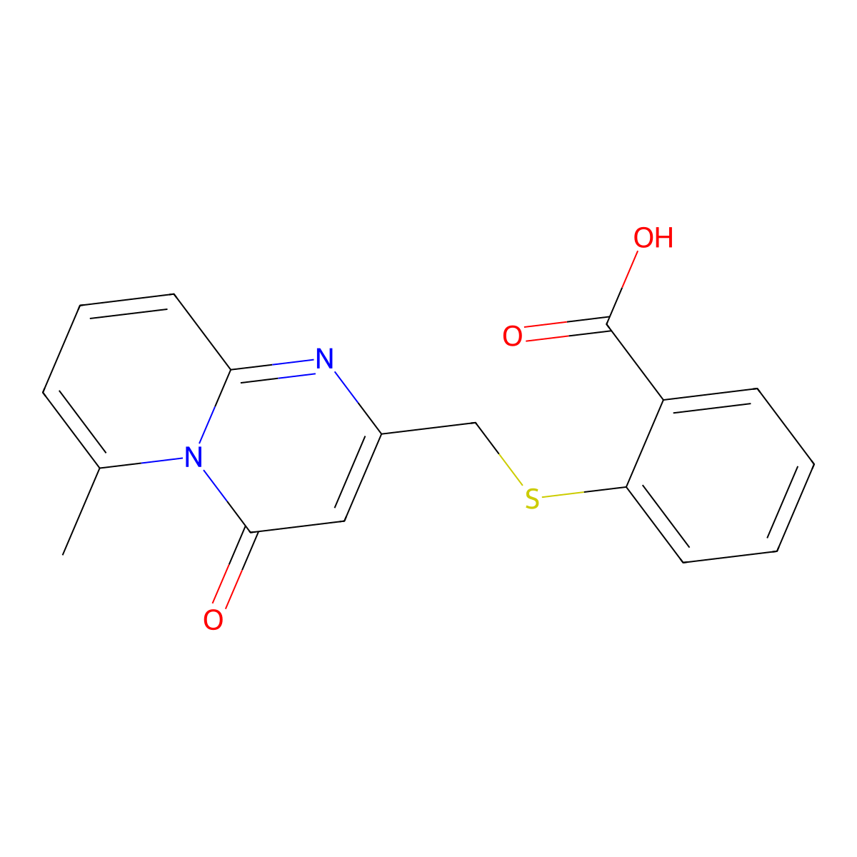 2-[({6-methyl-4-oxo-4H-pyrido[1,2-a]pyrimidin-2-yl}methyl)sulfanyl]benzoic acid molecular structure, CAS 440347-35-3