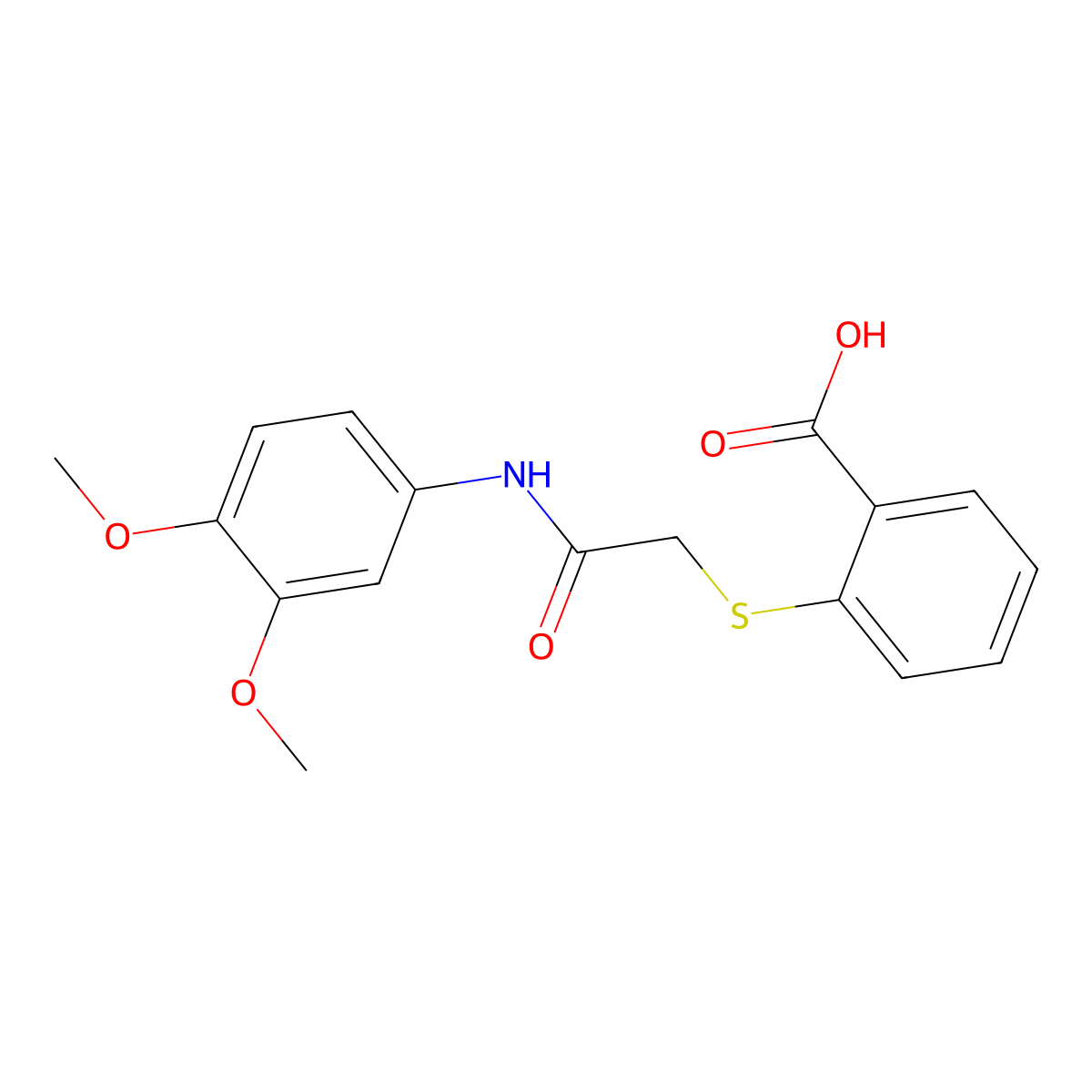 2-({[(3,4-Dimethoxyphenyl)carbamoyl]methyl}sulfanyl)benzoic acid molecular structure, CAS 440347-44-4