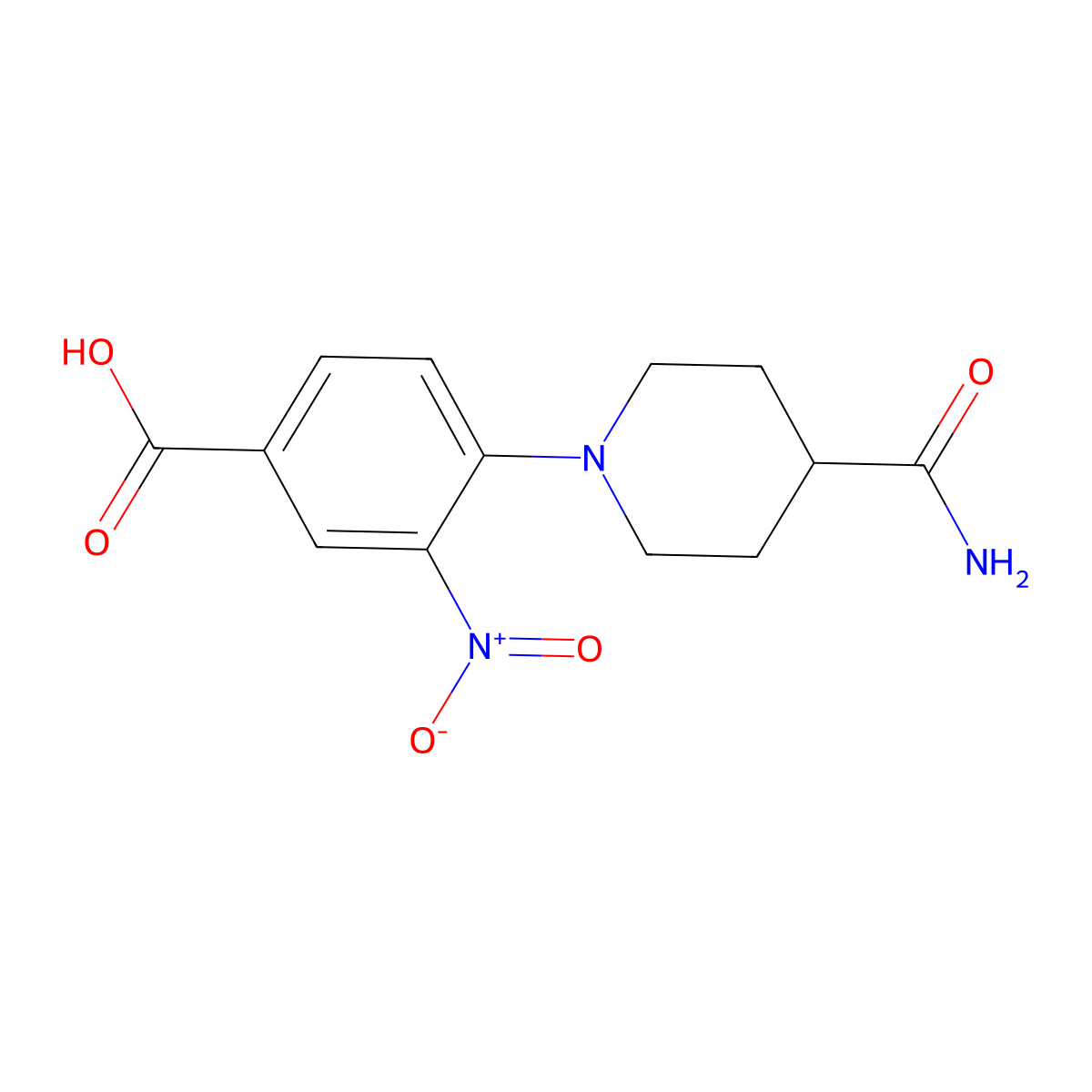 4-(4-Carbamoylpiperidin-1-yl)-3-nitrobenzoic acid molecular structure, CAS 440347-85-3