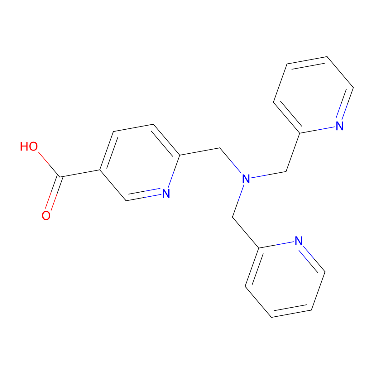6-[[Bis(2-pyridinylmethyl)amino]methyl]-3-pyridinecarboxylic acid molecular structure, CAS 440367-79-3