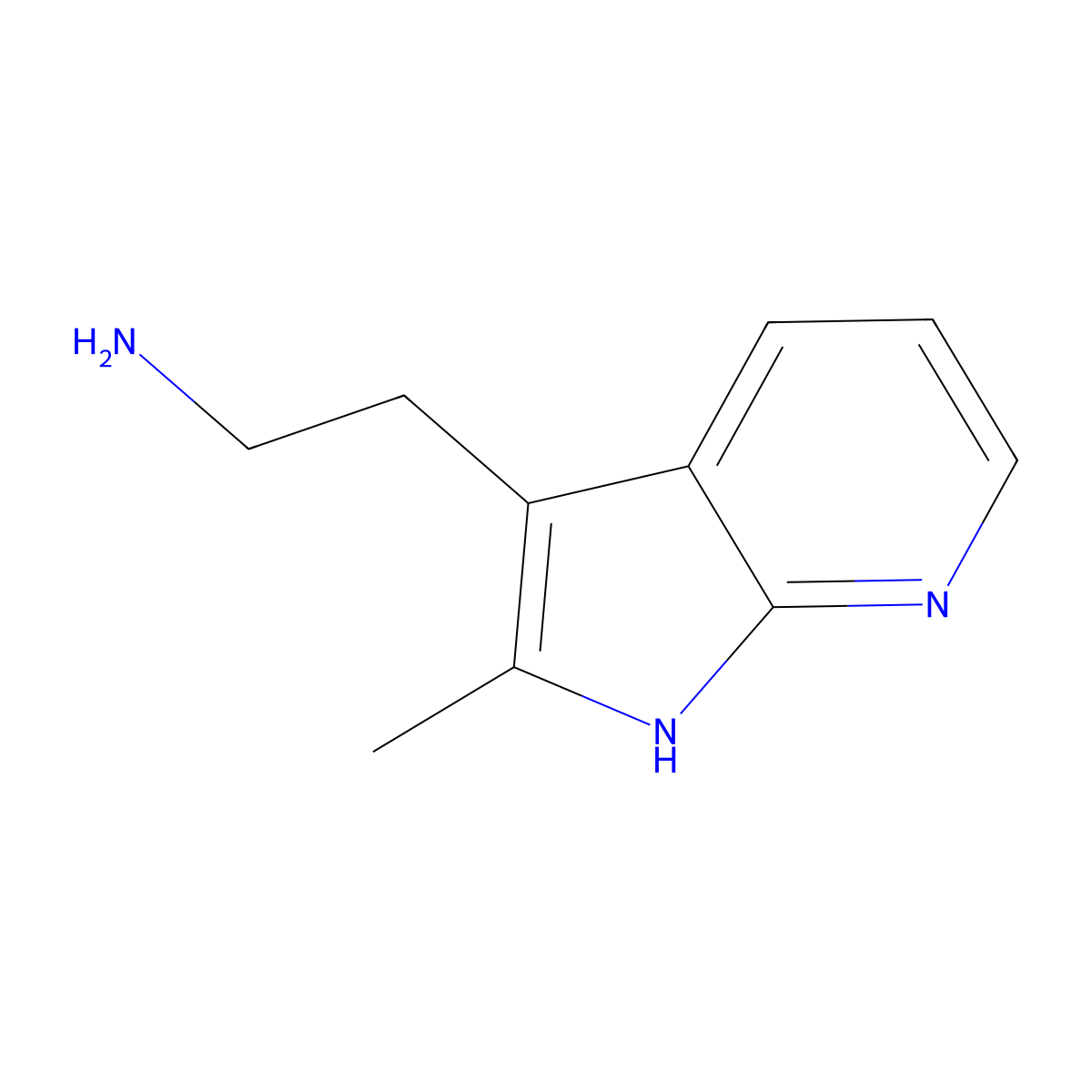 2-Methyl-1H-pyrrolo(2,3-b)pyridine-3-ethanamine molecular structure, CAS 4404-12-0