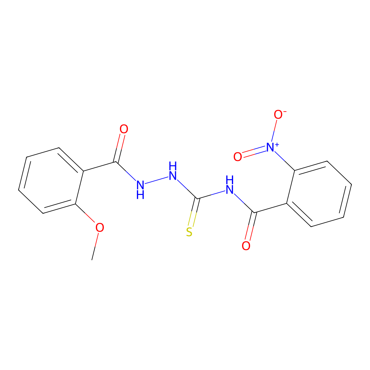 N-[[(2-methoxybenzoyl)amino]carbamothioyl]-2-nitrobenzamide molecular structure, CAS 440632-22-4