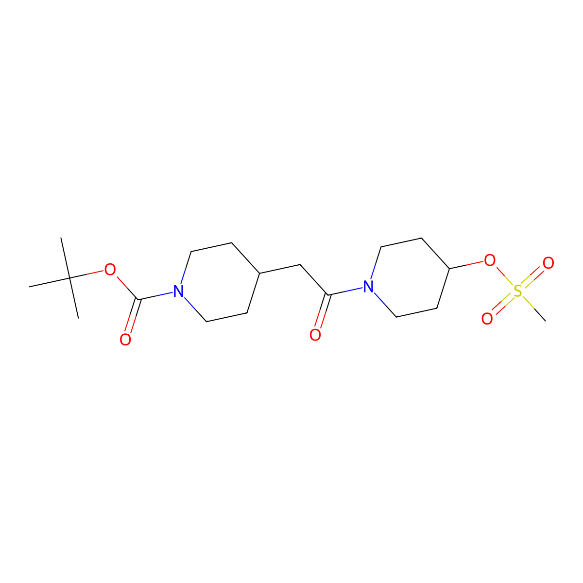 Tert-butyl 4-{2-[4-(mesyloxy)piperidin-1-YL]-2-oxoethyl}piperidine-1-carboxylate molecular structure, CAS 440634-25-3