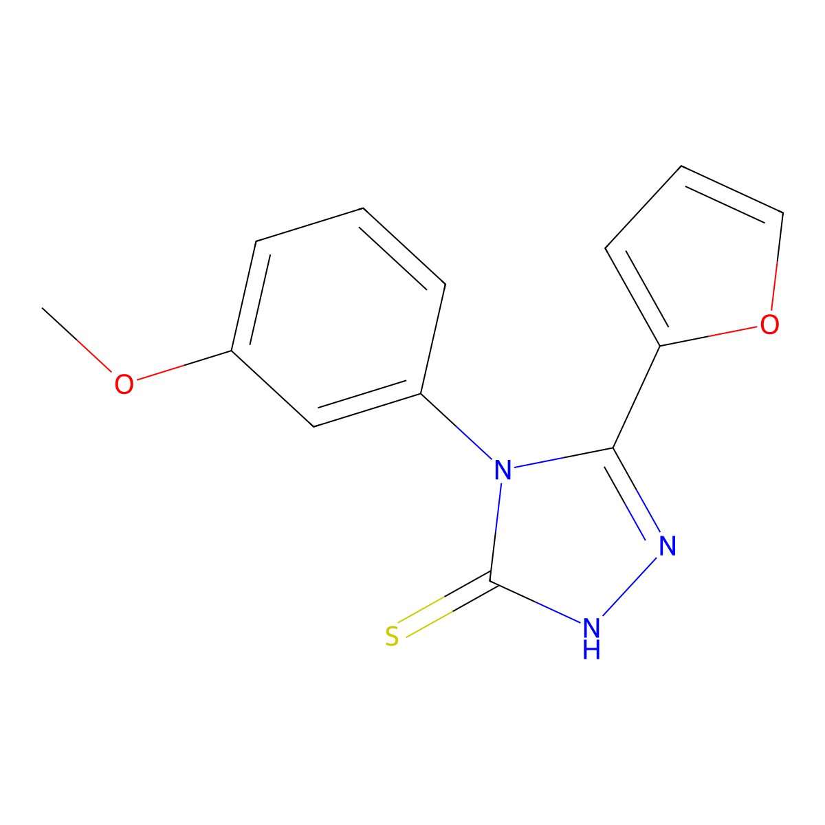3-(furan-2-yl)-4-(3-methoxyphenyl)-1H-1,2,4-triazole-5-thione molecular structure, CAS 440637-98-9