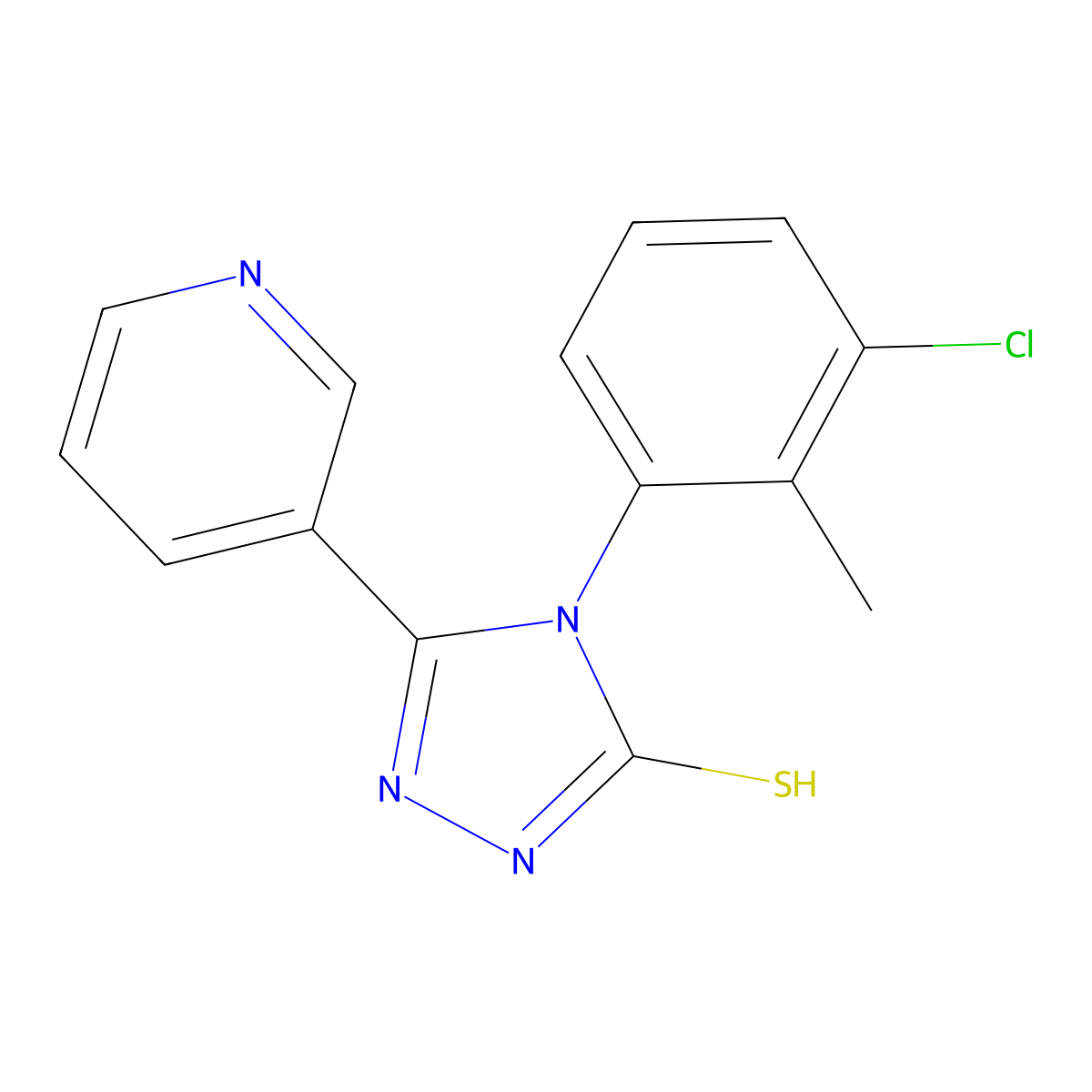4-(3-chloro-2-methylphenyl)-3-pyridin-3-yl-1H-1,2,4-triazole-5-thione molecular structure, CAS 440638-31-3