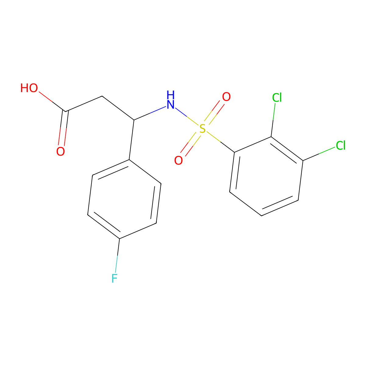 3-(2,3-Dichlorobenzenesulfonamido)-3-(4-fluorophenyl)propanoic acid molecular structure, CAS 440638-81-3