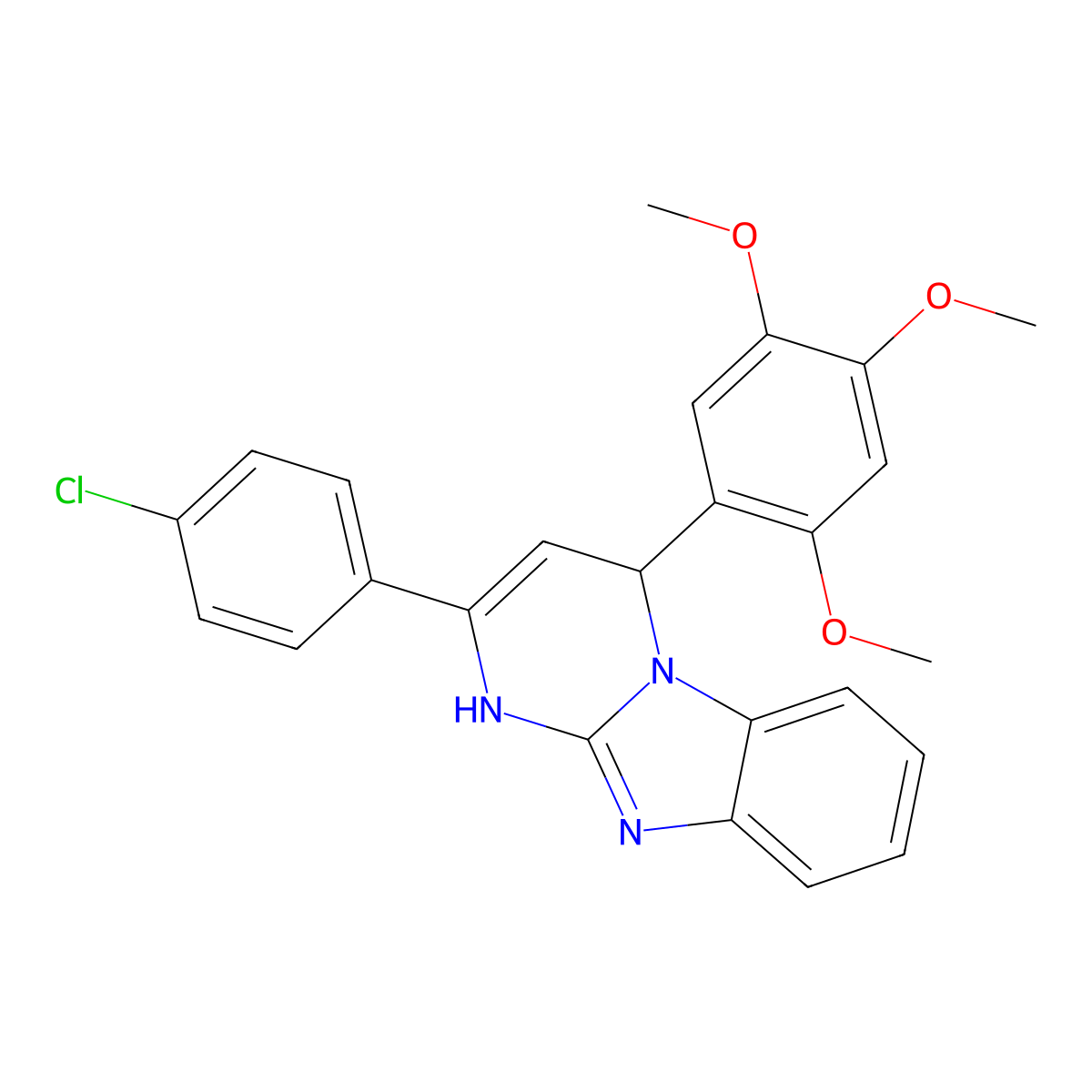 2-(4-Chlorophenyl)-4-(2,4,5-trimethoxyphenyl)-1,4-dihydropyrimido[1,2-a]benzimidazole molecular structure, CAS 440640-70-0