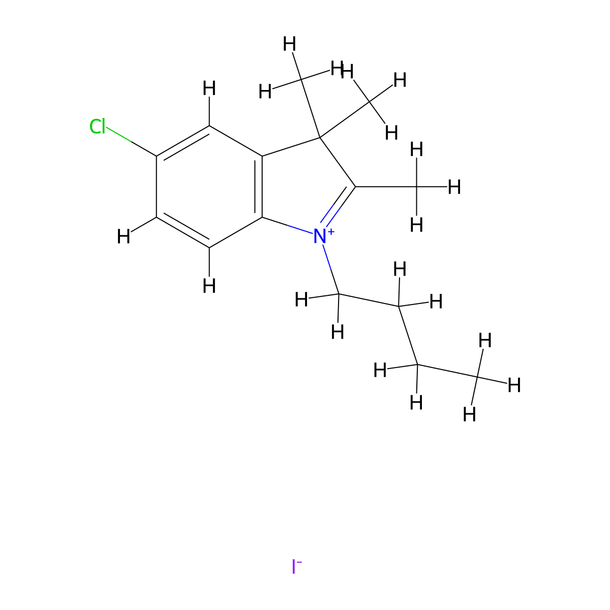 1-Butyl-5-chloro-2,3,3-trimethyl-3H-indol-1-ium iodide molecular structure, CAS 440644-76-8