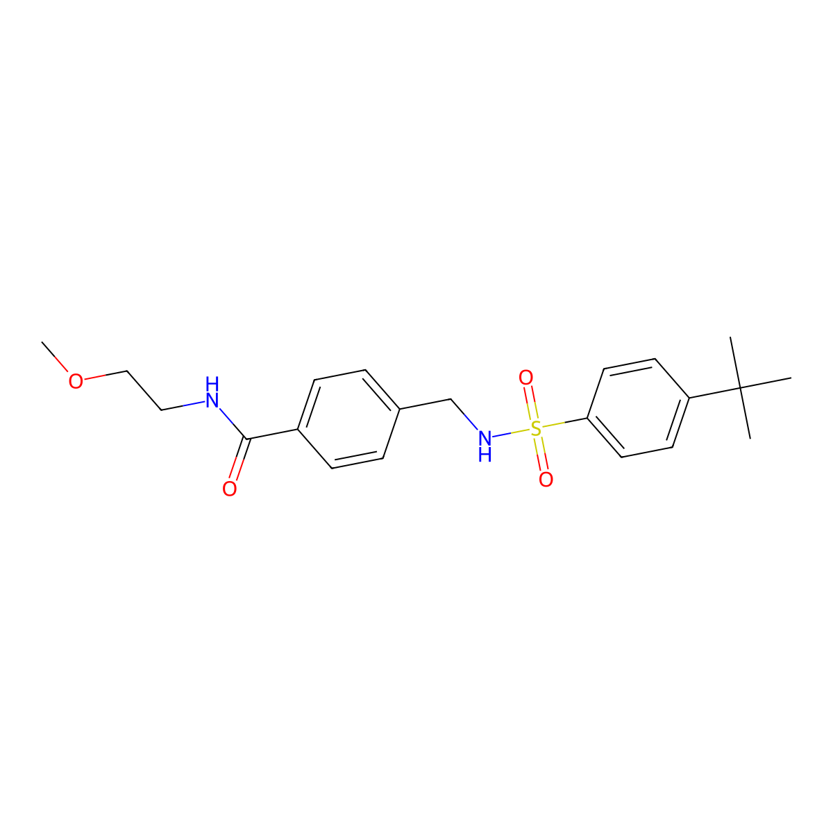 4-[(4-tert-butylbenzenesulfonamido)methyl]-N-(2-methoxyethyl)benzamide molecular structure, CAS 440646-47-9