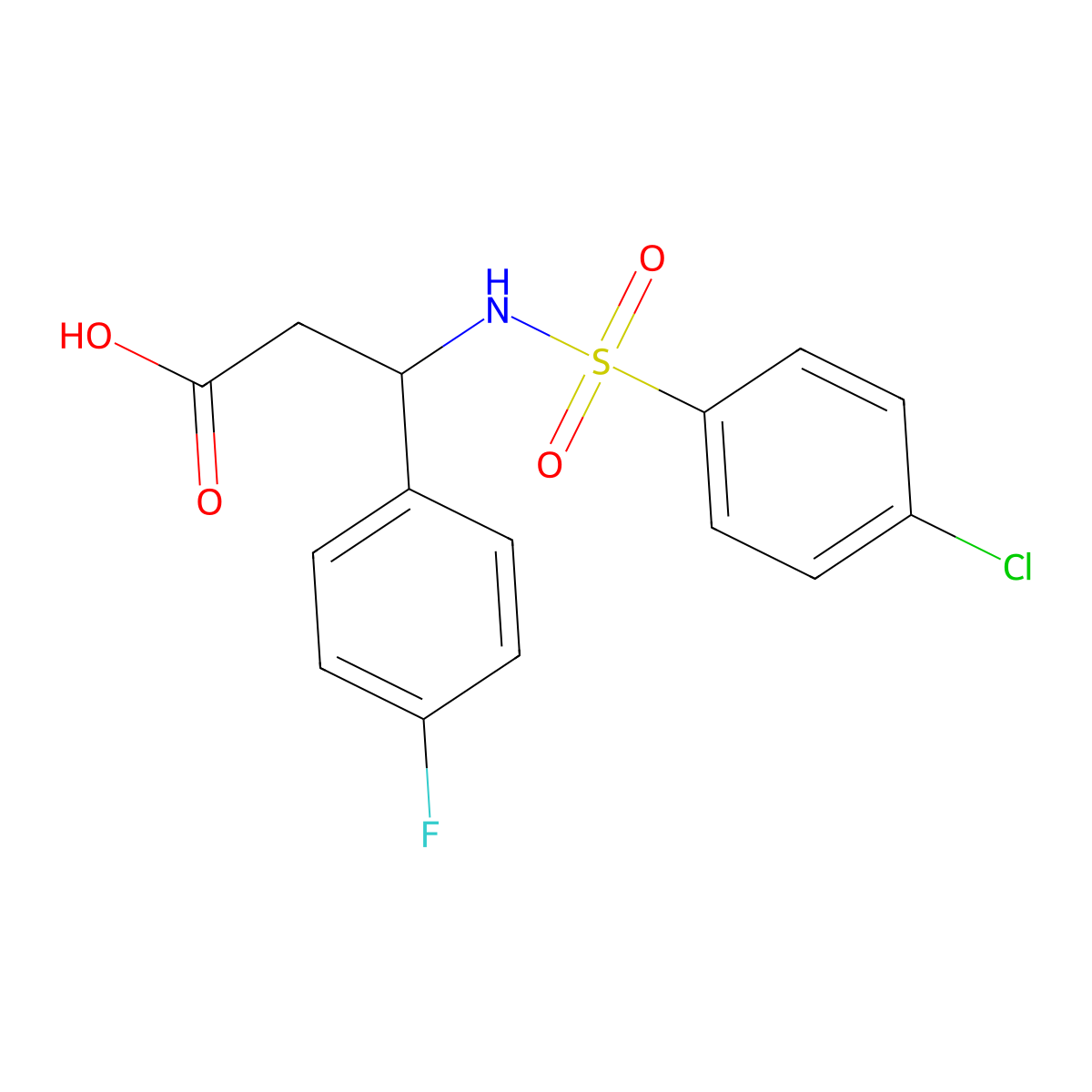 3-(4-Chlorobenzenesulfonamido)-3-(4-fluorophenyl)propanoic acid molecular structure, CAS 440646-68-4
