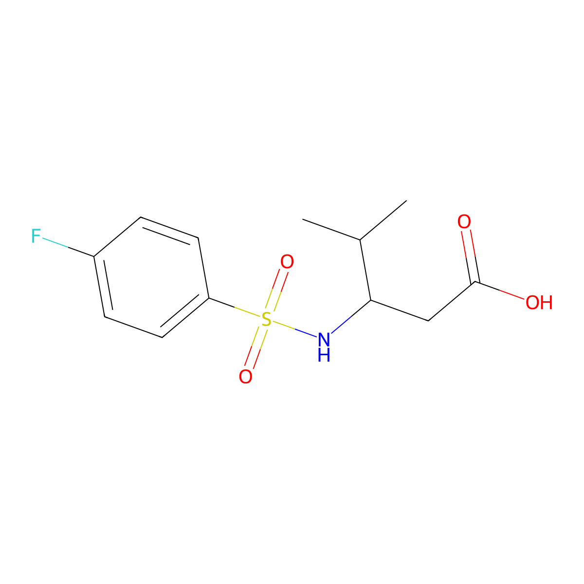 3-{[(4-Fluorophenyl)sulfonyl]amino}-4-methylpentanoic acid molecular structure, CAS 440646-74-2
