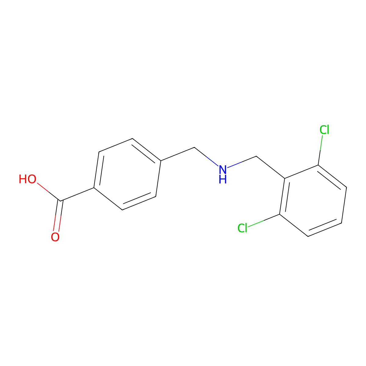 4-{[(2,6-Dichlorobenzyl)amino]methyl}benzoic acid molecular structure, CAS 440646-82-2