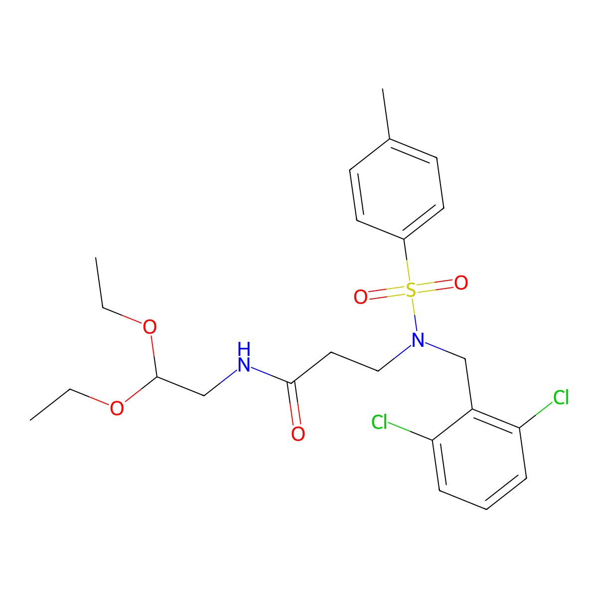 3-[(2,6-dichlorophenyl)methyl-(4-methylphenyl)sulfonylamino]-N-(2,2-diethoxyethyl)propanamide molecular structure, CAS 440648-02-2