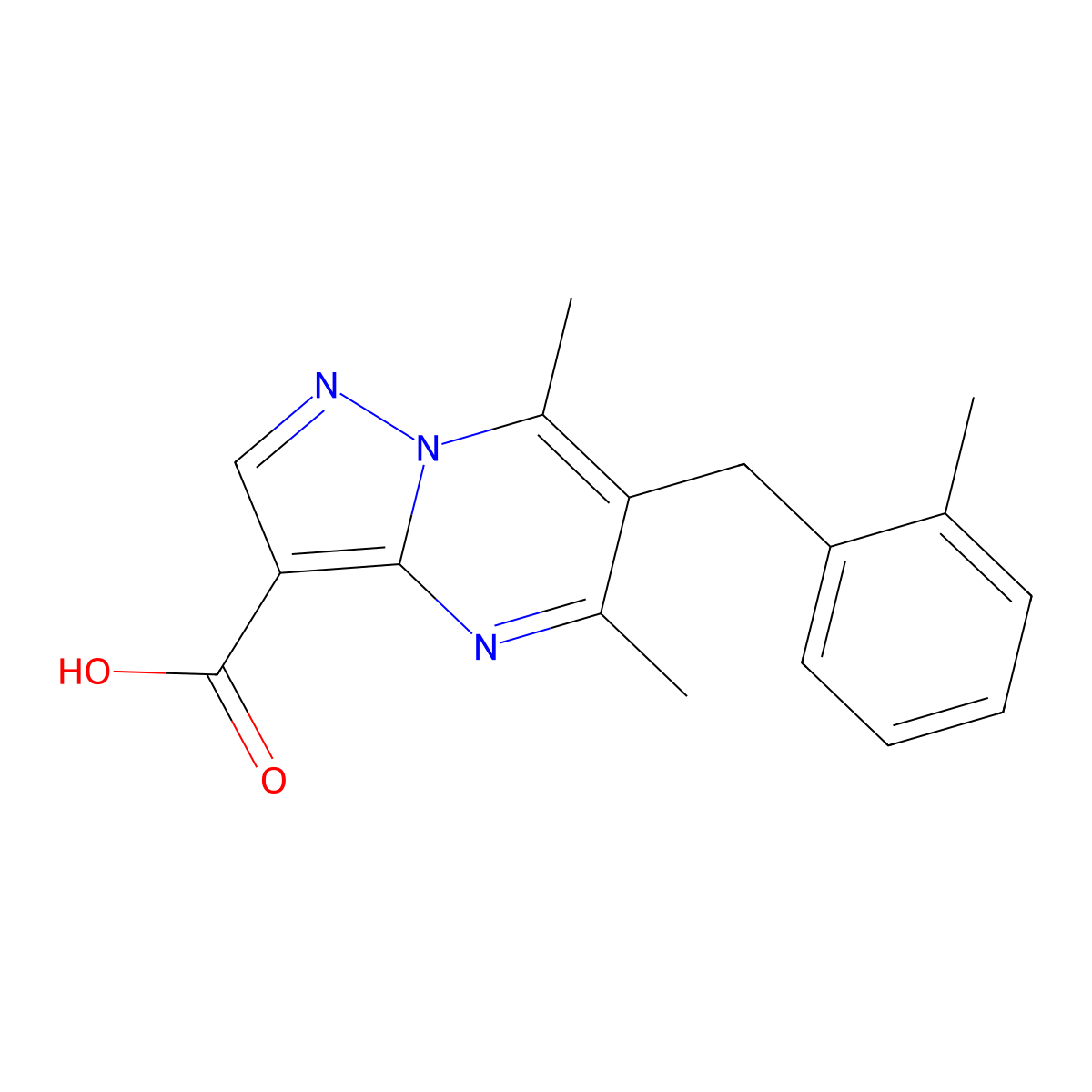 5,7-Dimethyl-6-(2-methylbenzyl)pyrazolo[1,5-a]pyrimidine-3-carboxylic acid molecular structure, CAS 440650-70-4