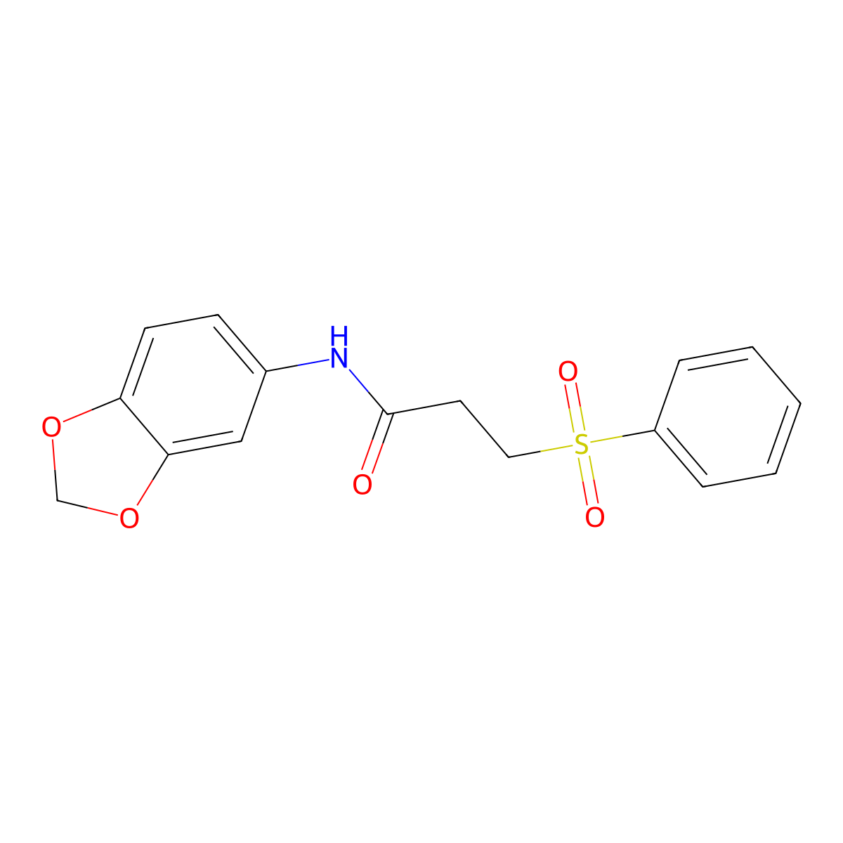 N-(1,3-benzodioxol-5-yl)-3-(phenylsulfonyl)propanamide molecular structure, CAS 440656-52-0