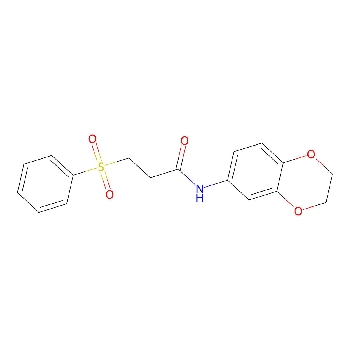 3-(benzenesulfonyl)-N-(2,3-dihydro-1,4-benzodioxin-6-yl)propanamide molecular structure, CAS 440656-53-1