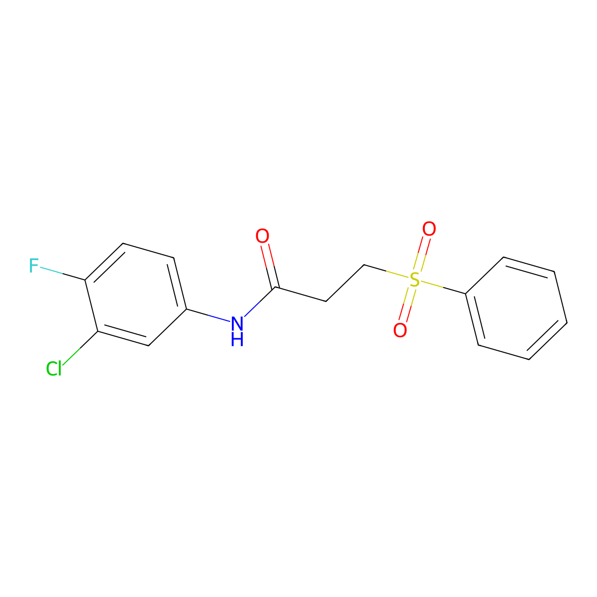 N-(3-chloro-4-fluorophenyl)-3-(phenylsulfonyl)propanamide molecular structure, CAS 440657-24-9