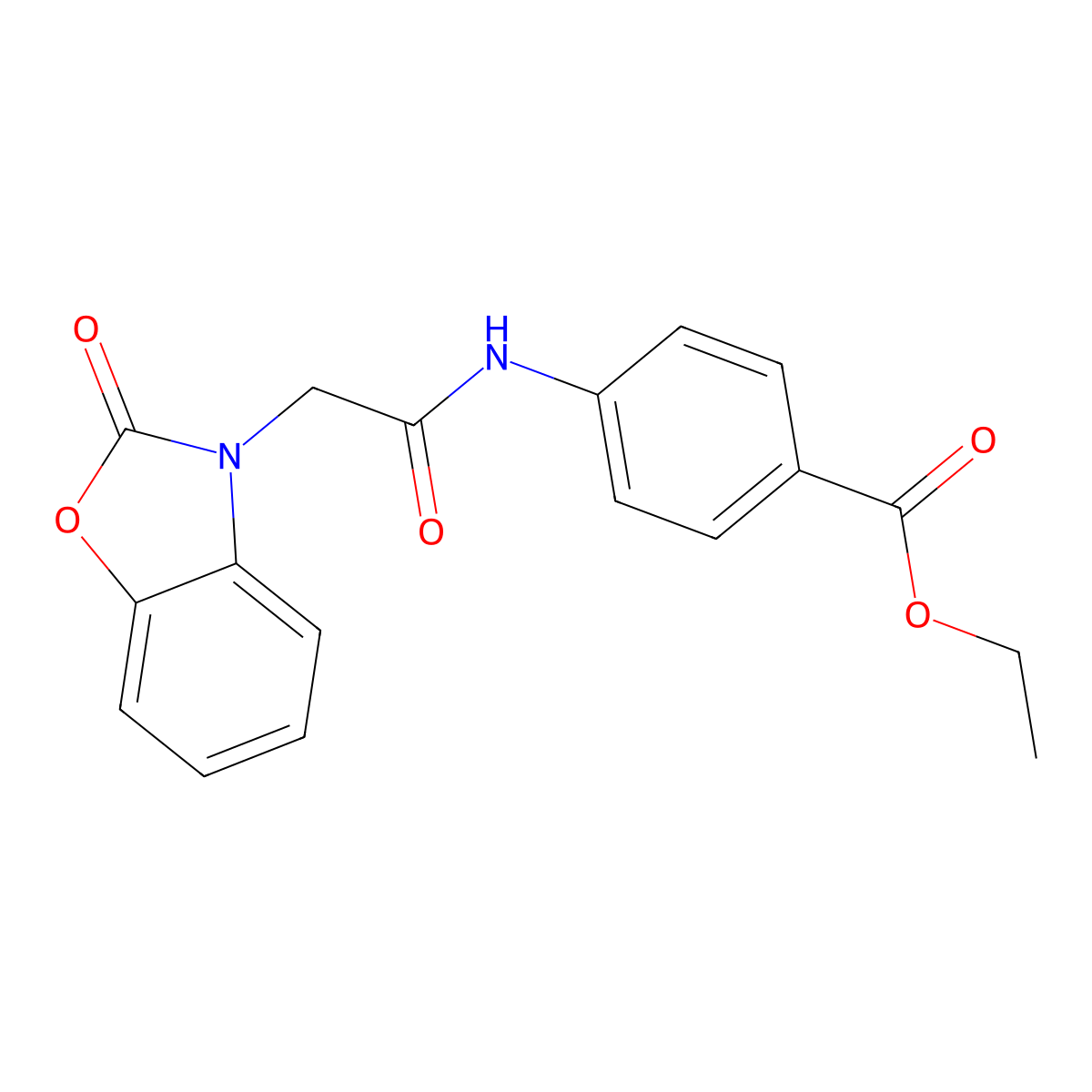 4-[2-(2-Oxo-benzooxazol-3-yl)-acetylamino]-benzoic acid ethyl ester molecular structure, CAS 440660-82-2