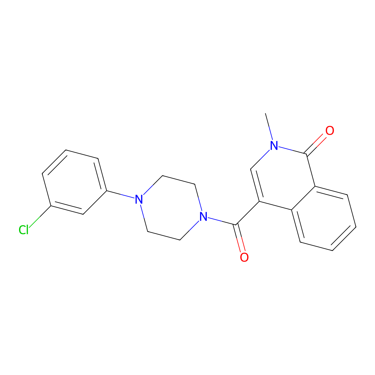 4-{[4-(3-chlorophenyl)piperazino]carbonyl}-2-methyl-1(2H)-isoquinolinone molecular structure, CAS 440662-18-0