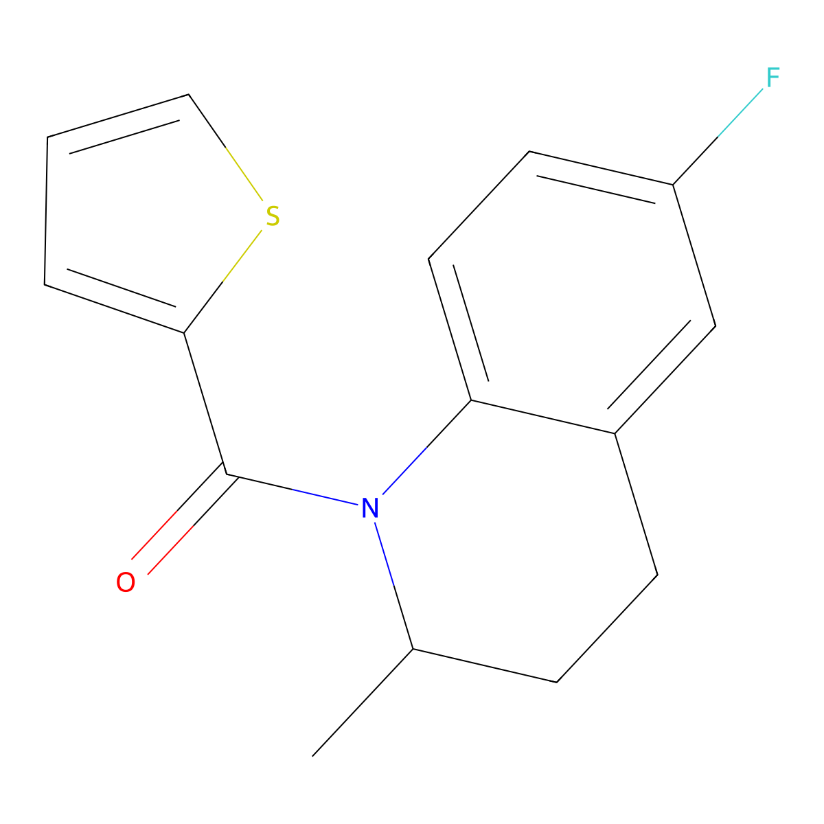6-Fluoro-2-methyl-1-(2-thienylcarbonyl)-1,2,3,4-tetrahydroquinoline molecular structure, CAS 440662-77-1