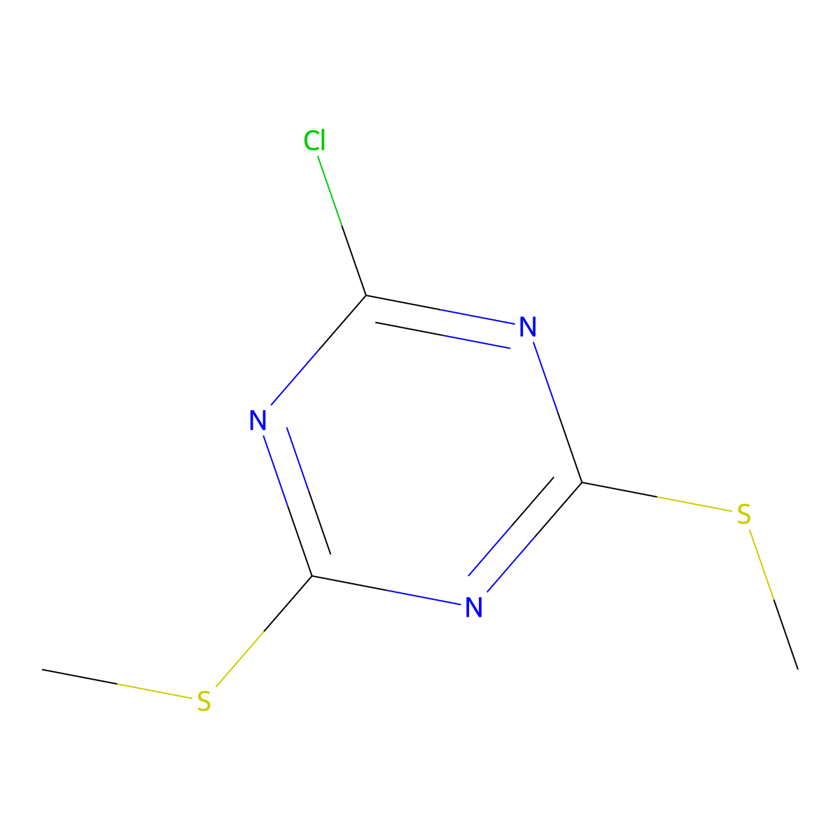 2-Chloro-4,6-bis(methylthio)-1,3,5-triazine molecular structure, CAS 4407-40-3