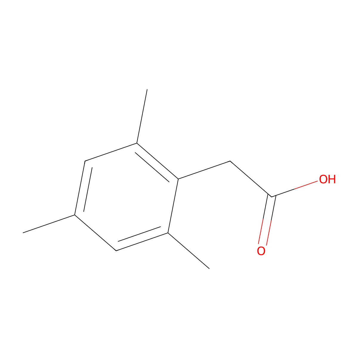 Mesitylacetic acid molecular structure, CAS 4408-60-0
