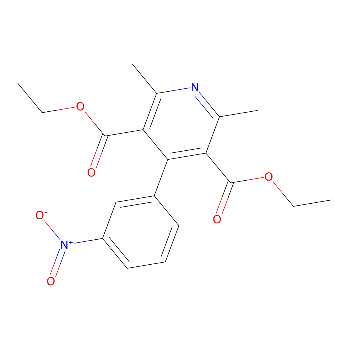 Diethyl 2,6-dimethyl-4-(3-nitrophenyl)pyridine-3,5-dicarboxylate molecular structure, CAS 4408-96-2
