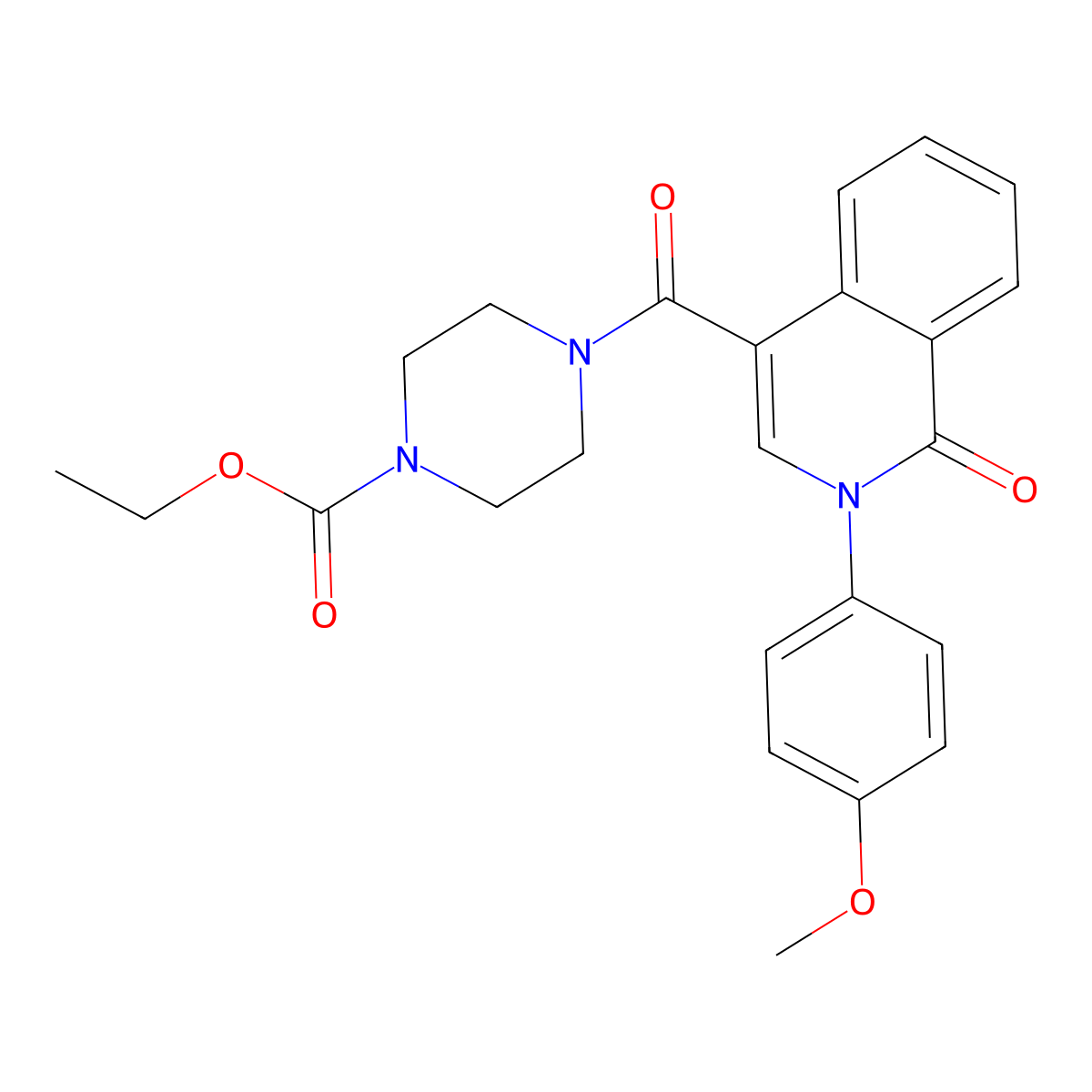 Ethyl 4-{[2-(4-methoxyphenyl)-1-oxo-1,2-dihydroisoquinolin-4-yl]carbonyl}piperazine-1-carboxylate molecular structure, CAS 441006-43-5
