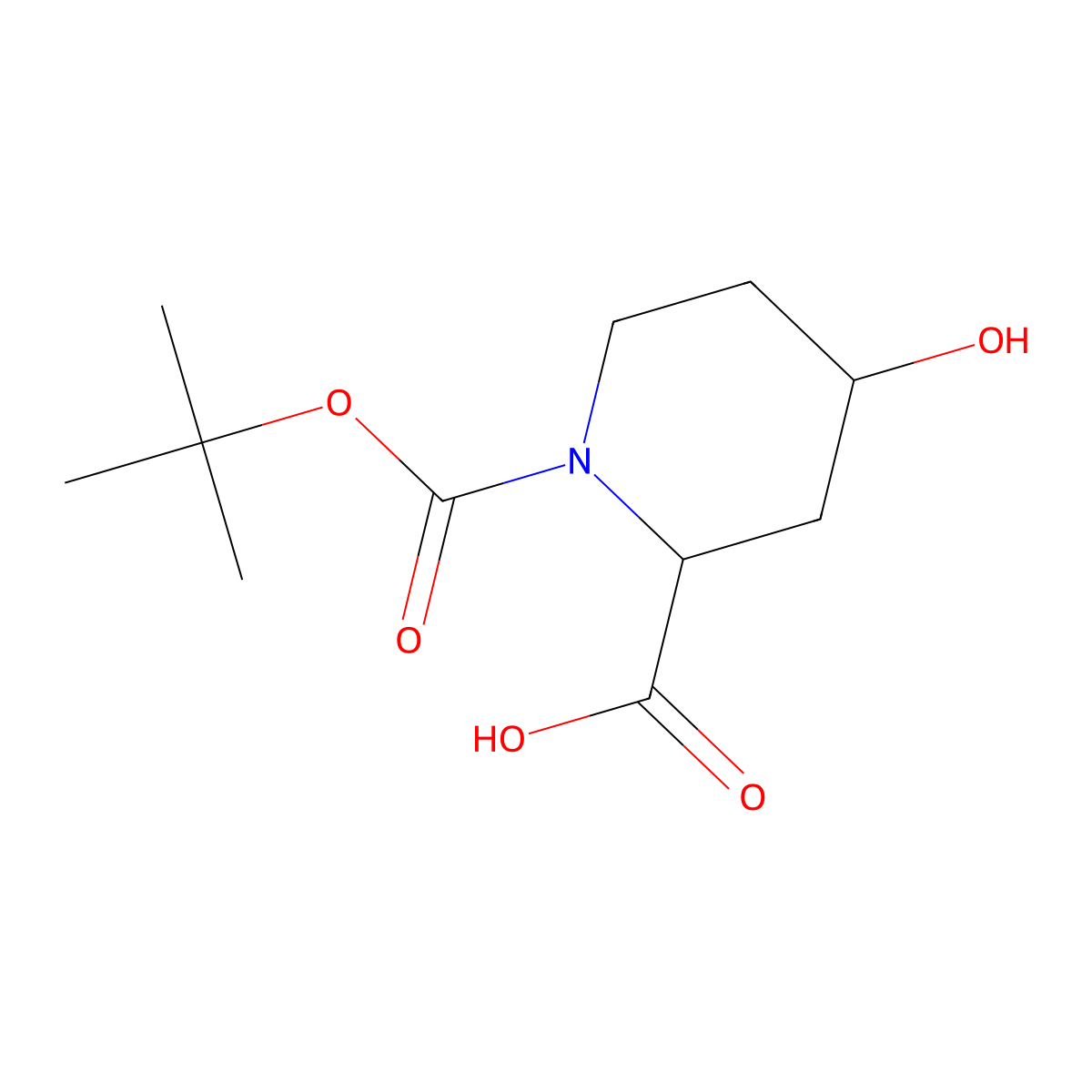 (2R,4R)-1-tert-Butoxycarbonyl-4-hydroxypiperidine-2-carboxylic acid molecular structure, CAS 441044-11-7