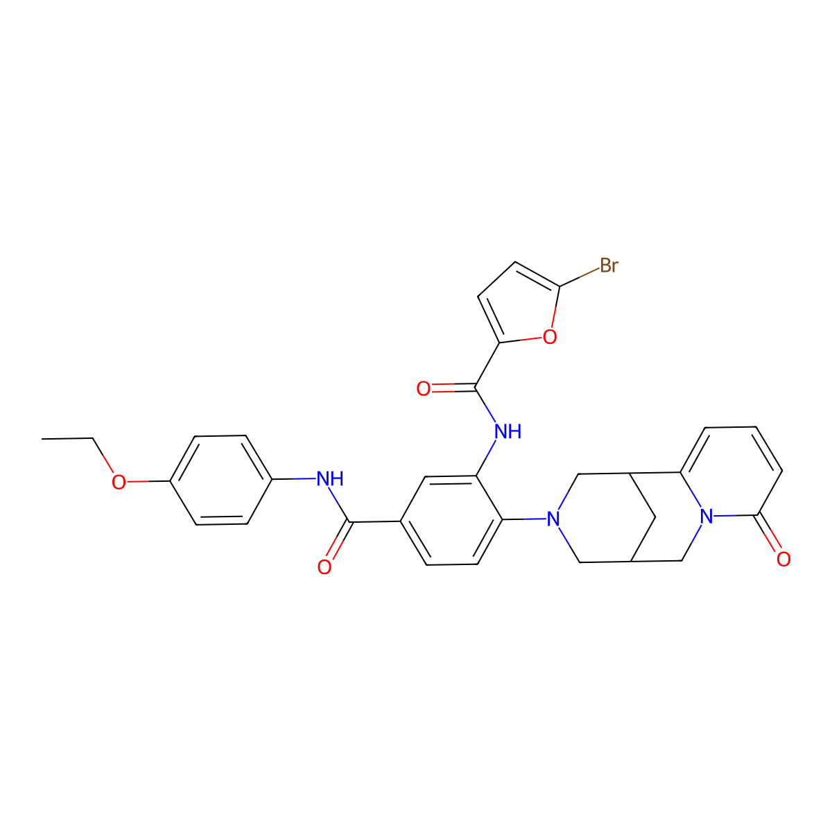 5-bromo-N-(5-((4-ethoxyphenyl)carbamoyl)-2-(8-oxo-5,6-dihydro-1H-1,5-methanopyrido[1,2-a][1,5]diazocin-3(2H,4H,8H)-yl)phenyl)furan-2-carboxamide molecular structure, CAS 441047-38-7