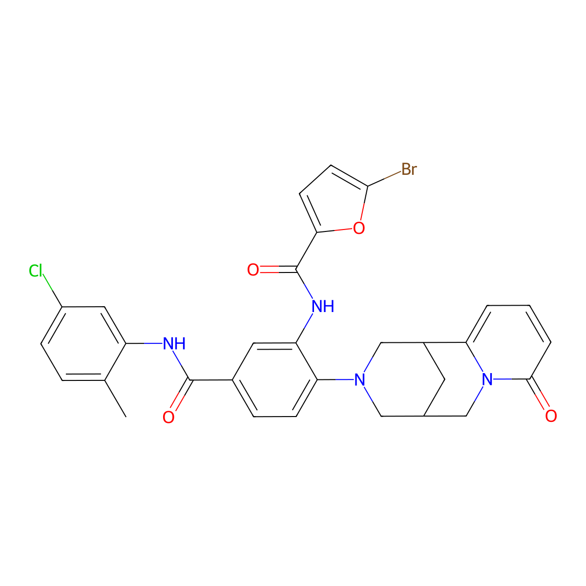 5-bromo-N-(5-((5-chloro-2-methylphenyl)carbamoyl)-2-(8-oxo-5,6-dihydro-1H-1,5-methanopyrido[1,2-a][1,5]diazocin-3(2H,4H,8H)-yl)phenyl)furan-2-carboxamide molecular structure, CAS 441048-84-6