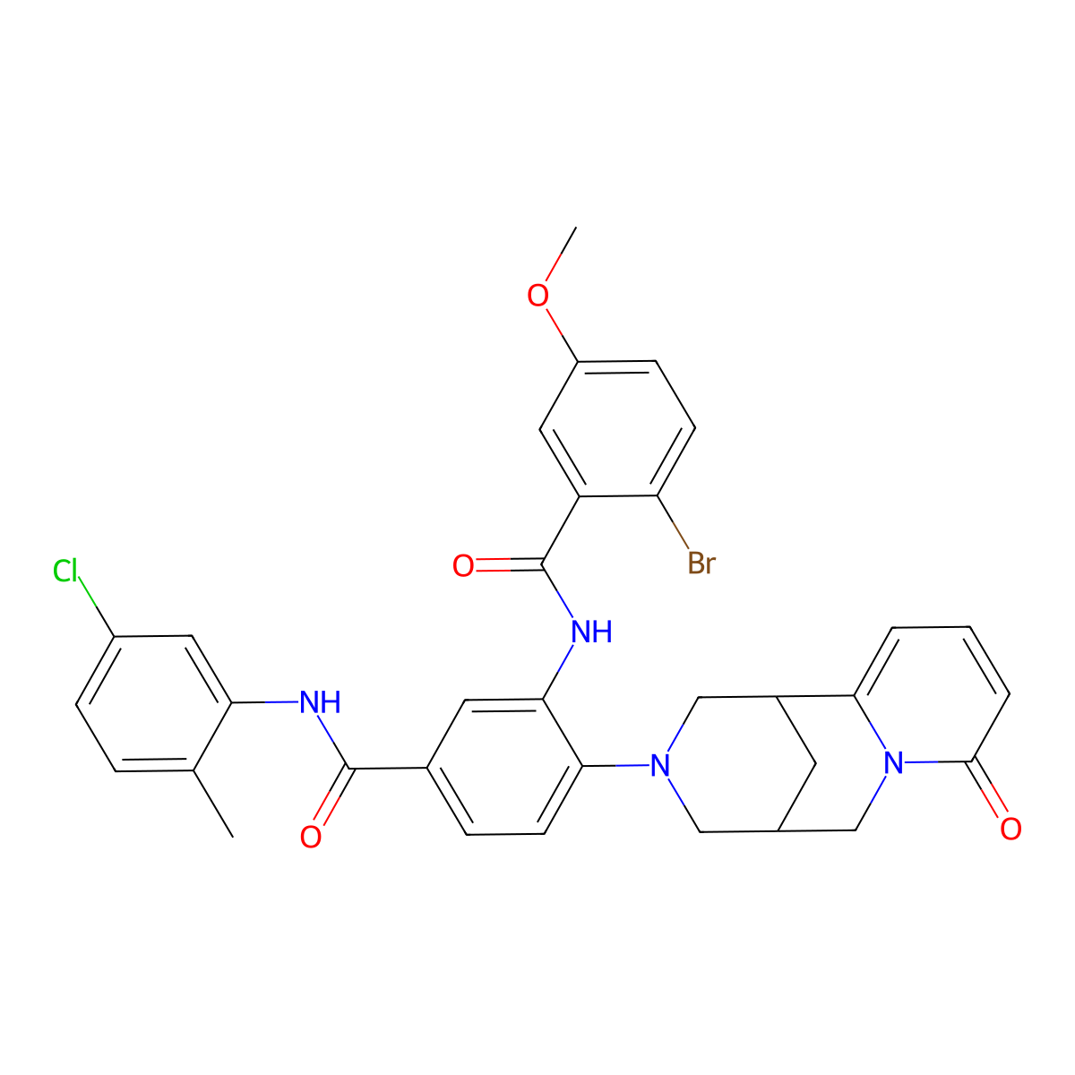 2-bromo-N-(5-((5-chloro-2-methylphenyl)carbamoyl)-2-(8-oxo-5,6-dihydro-1H-1,5-methanopyrido[1,2-a][1,5]diazocin-3(2H,4H,8H)-yl)phenyl)-5-methoxybenzamide molecular structure, CAS 441050-27-7