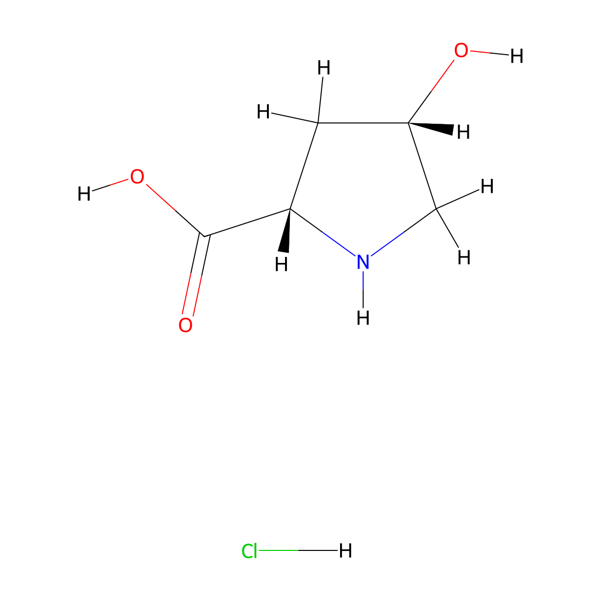 (2S,4S)-4-Hydroxypyrrolidine-2-carboxylic acid hydrochloride molecular structure, CAS 441067-49-8