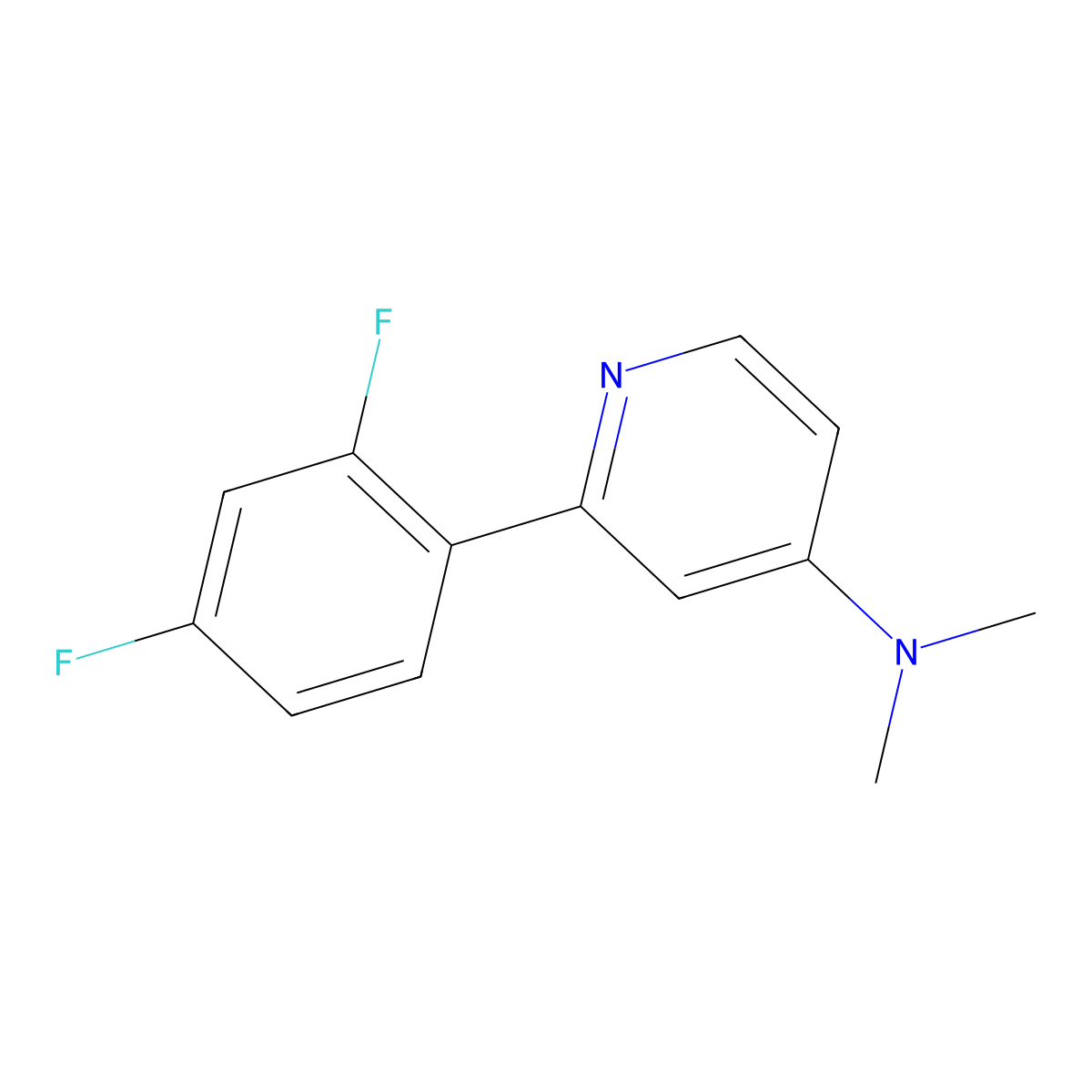 2-(2,4-Difluorophenyl)-N,N-dimethylpyridin-4-amine molecular structure, CAS 441072-26-0