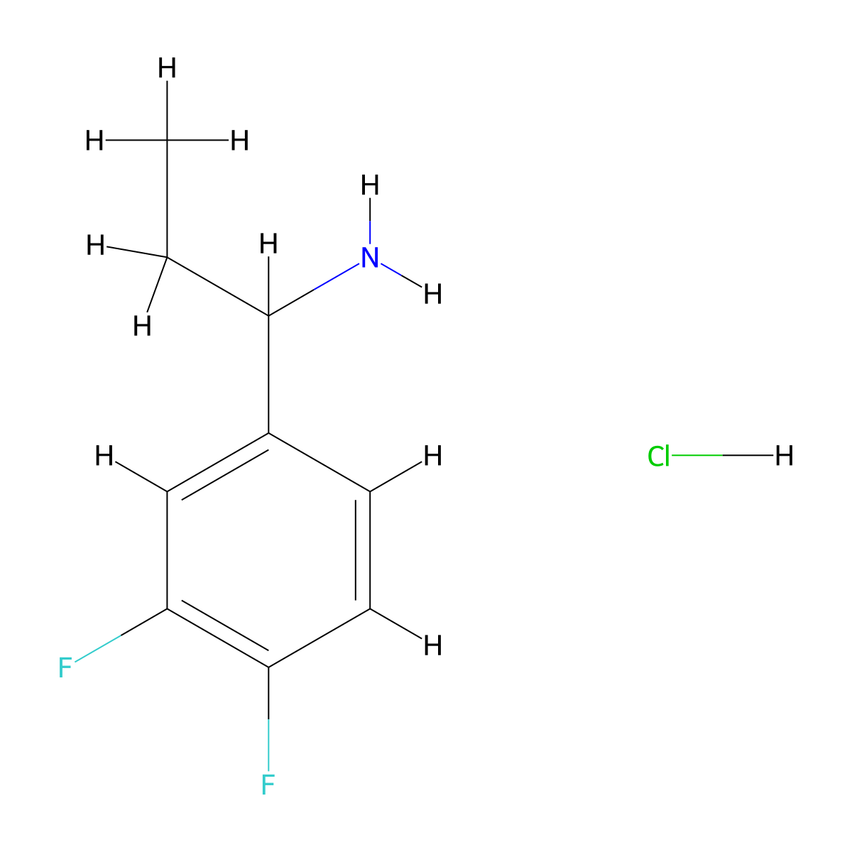1-(3,4-Difluorophenyl)propan-1-amine hydrochloride molecular structure, CAS 441074-78-8