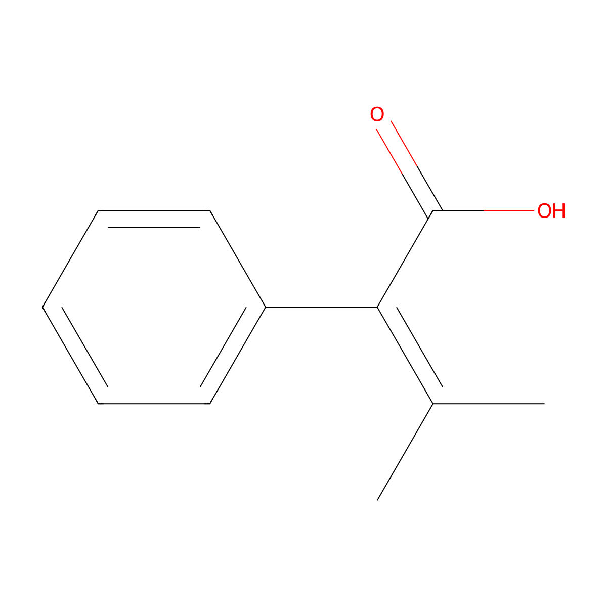 alpha-(1-Methylethylidene)benzeneacetic acid molecular structure, CAS 4412-08-2