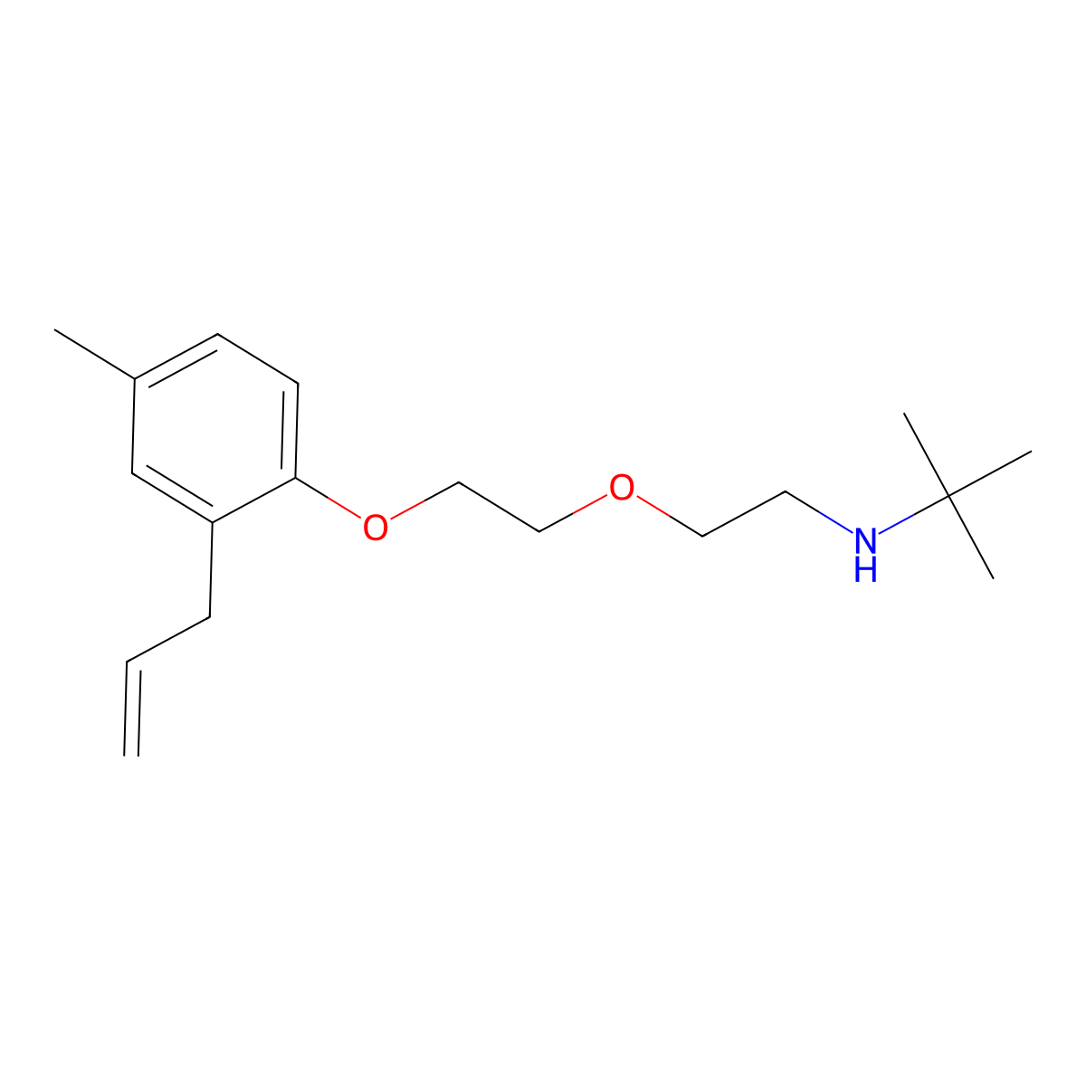 2-methyl-N-[2-[2-(4-methyl-2-prop-2-enylphenoxy)ethoxy]ethyl]propan-2-amine molecular structure, CAS 4412-41-3