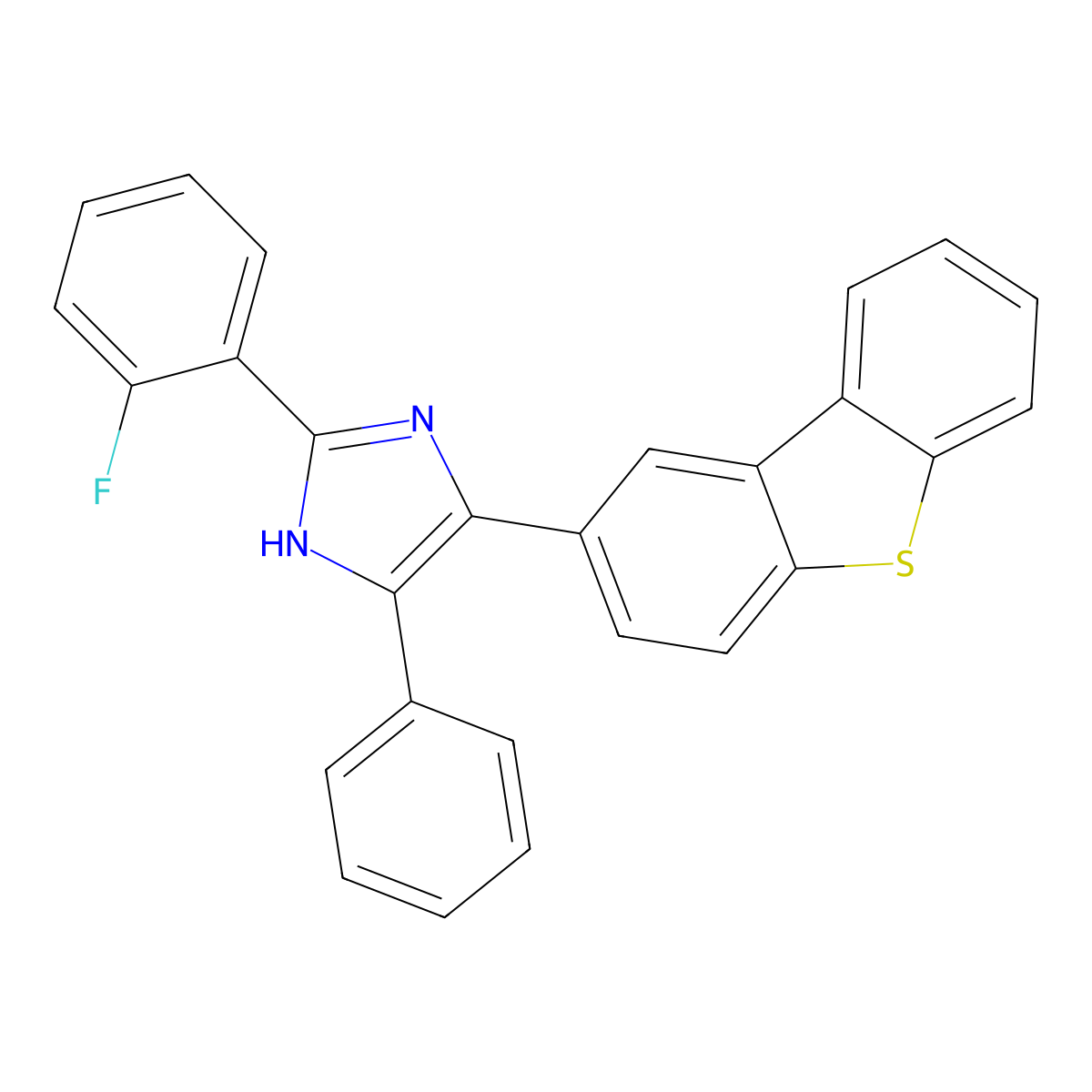 4-dibenzothiophen-2-yl-2-(2-fluorophenyl)-5-phenyl-1H-imidazole molecular structure, CAS 441287-93-0