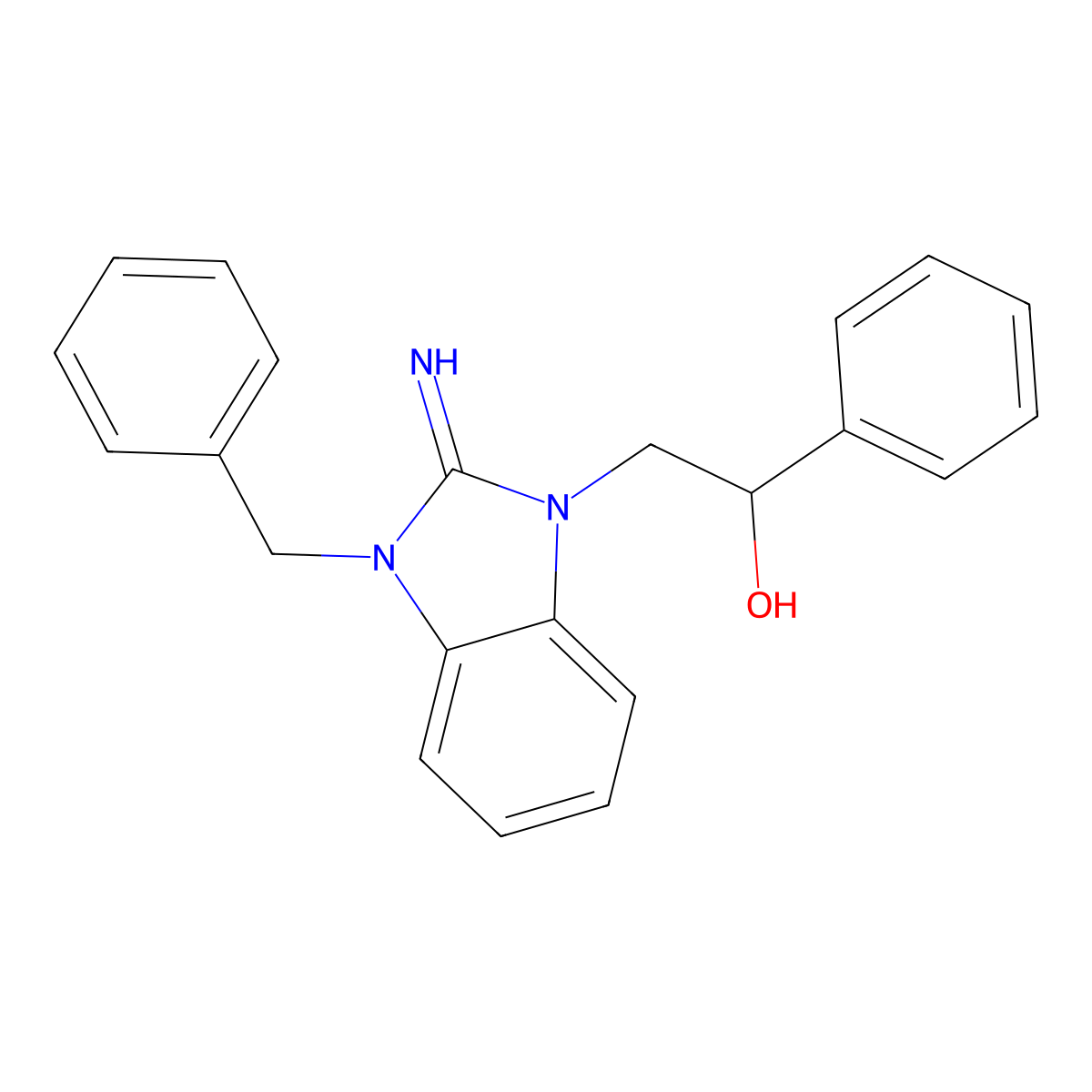 2-(3-benzyl-2-imino-2,3-dihydro-1H-benzimidazol-1-yl)-1-phenylethanol molecular structure, CAS 441289-00-5
