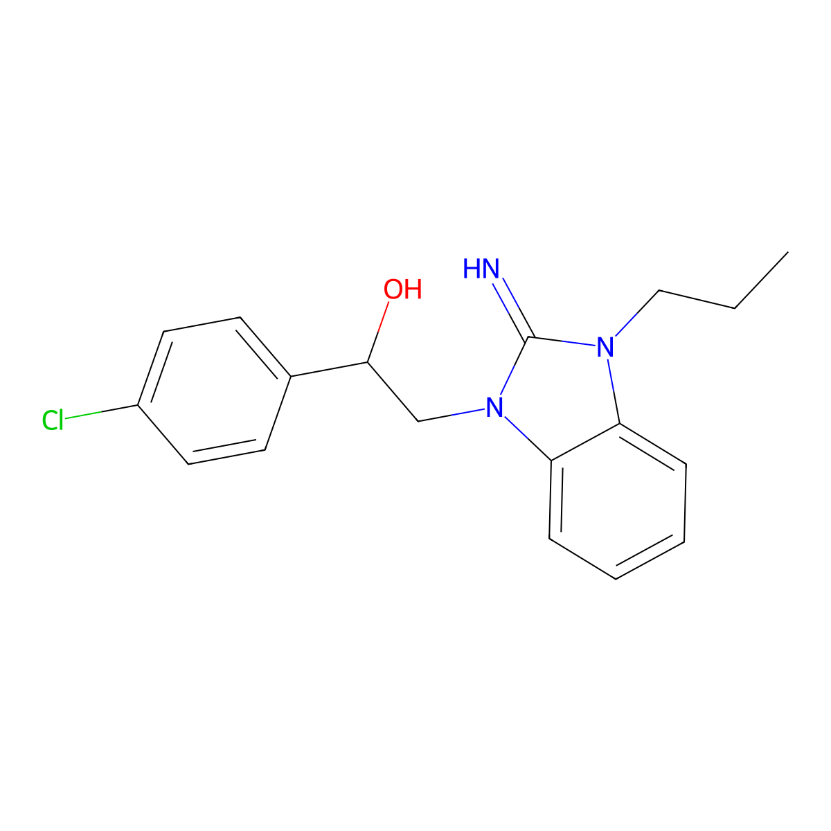 1-(4-Chlorophenyl)-2-(2-imino-3-propylbenzimidazol-1-yl)ethanol molecular structure, CAS 441289-01-6