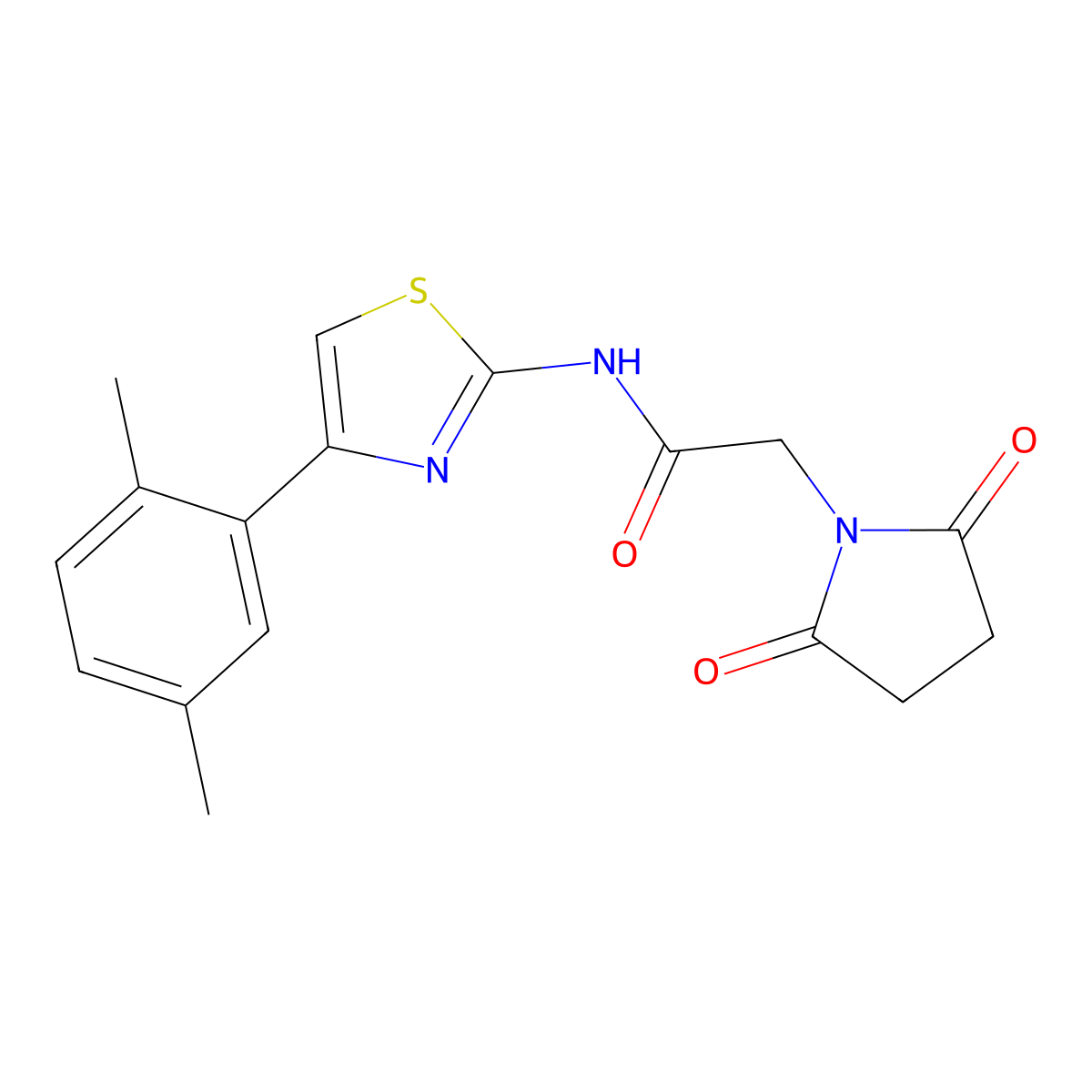 N-[4-(2,5-dimethylphenyl)-1,3-thiazol-2-yl]-2-(2,5-dioxopyrrolidin-1-yl)acetamide molecular structure, CAS 441289-44-7