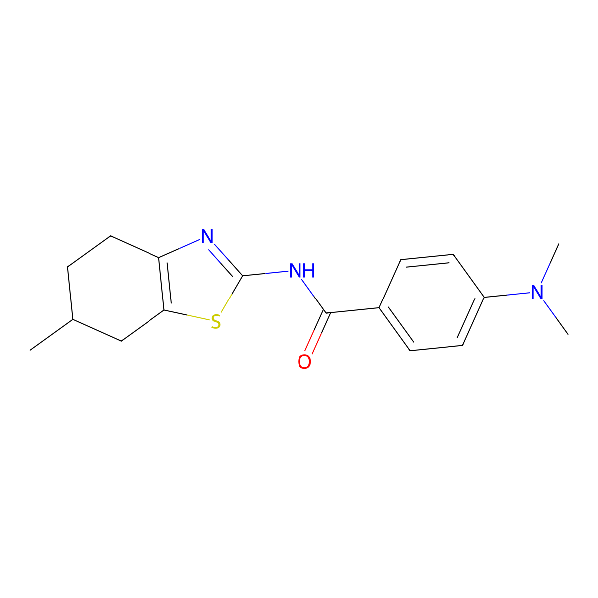 4-(Dimethylamino)-N-(6-methyl-4,5,6,7-tetrahydro-1,3-benzothiazol-2-yl)benzamide molecular structure, CAS 441289-52-7