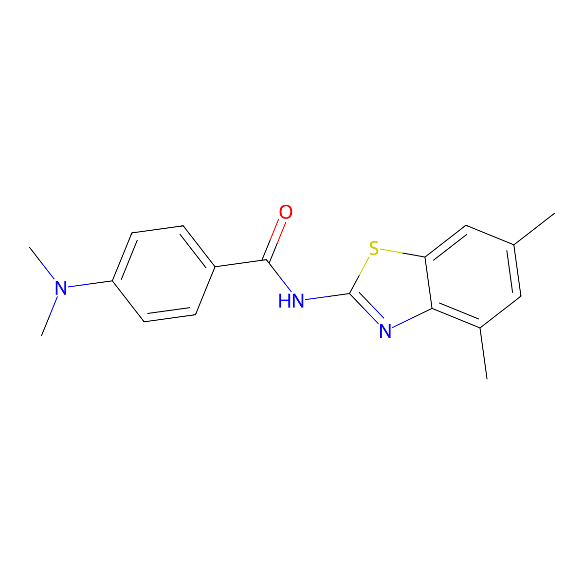 4-(dimethylamino)-N-(4,6-dimethylbenzo[d]thiazol-2-yl)benzamide molecular structure, CAS 441289-53-8