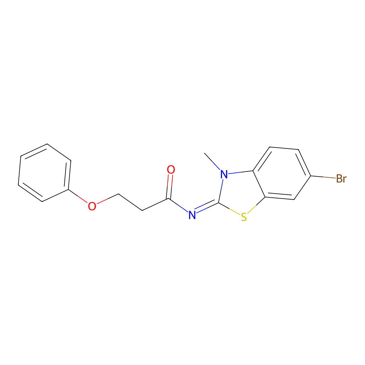 (E)-N-(6-bromo-3-methylbenzo[d]thiazol-2(3H)-ylidene)-3-phenoxypropanamide molecular structure, CAS 441289-55-0