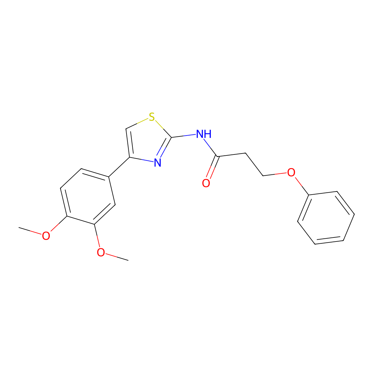 N-[4-(3,4-dimethoxyphenyl)-1,3-thiazol-2-yl]-3-phenoxypropanamide molecular structure, CAS 441289-56-1