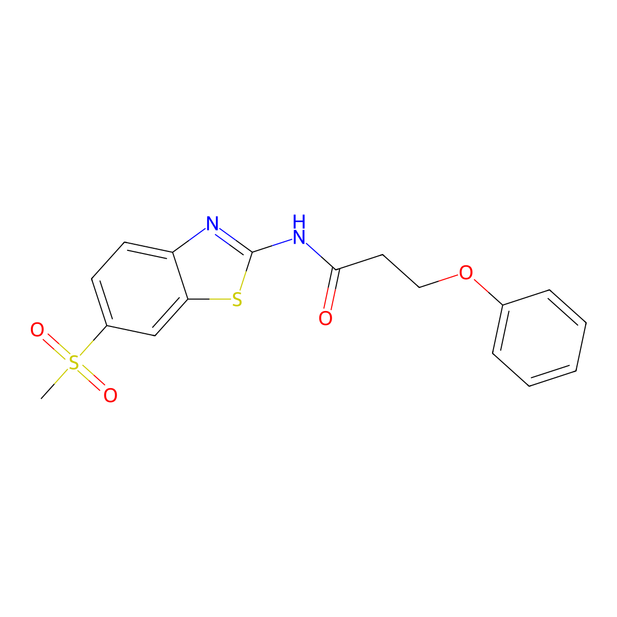 N-(6-(methylsulfonyl)benzo[d]thiazol-2-yl)-3-phenoxypropanamide molecular structure, CAS 441289-59-4