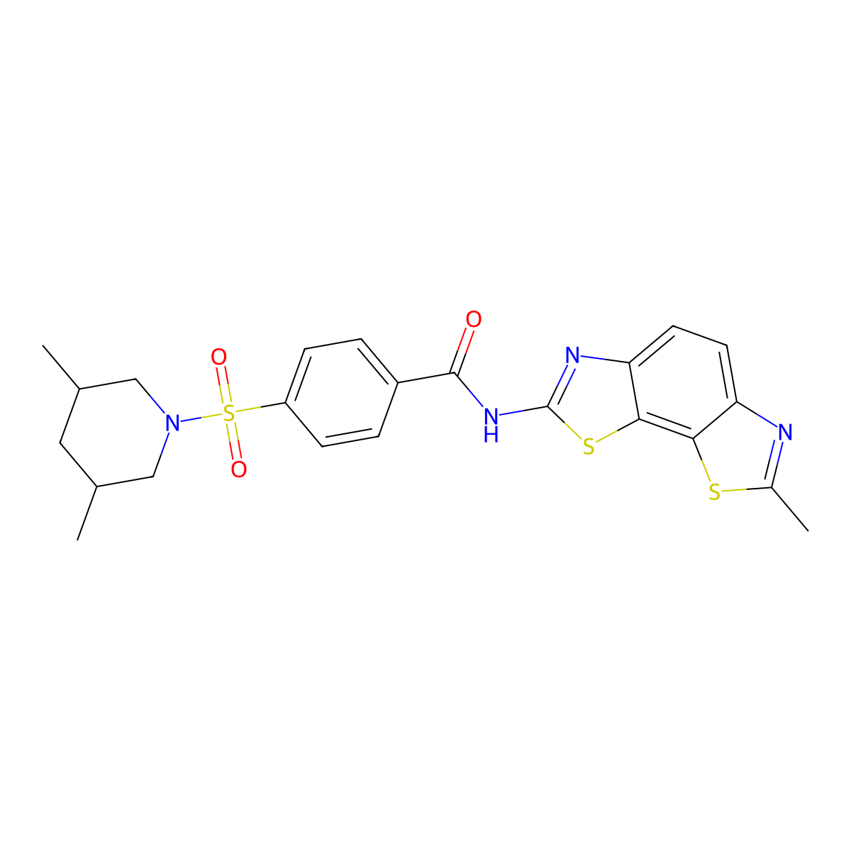 4-(3,5-dimethylpiperidin-1-yl)sulfonyl-N-(7-methyl-[1,3]thiazolo[4,5-g][1,3]benzothiazol-2-yl)benzamide molecular structure, CAS 441289-65-2