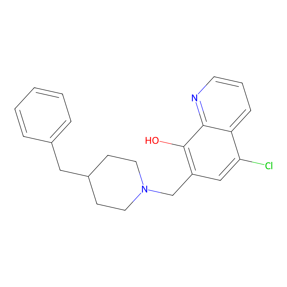 5-Chloro-7-{[4-benzylpiperidyl]methyl}quinolin-8-ol molecular structure, CAS 441289-66-3